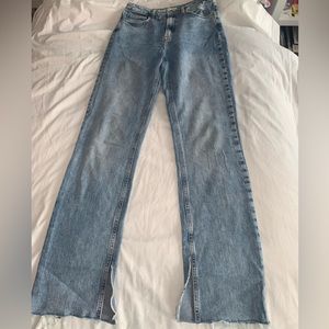 Zara straight leg jeans with split hem